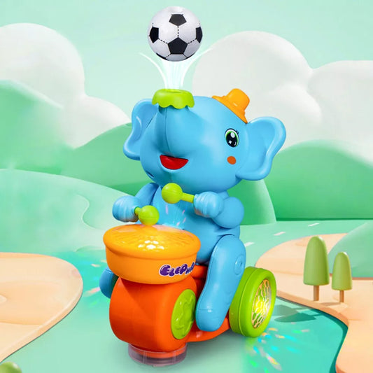 Musical Elephant Toy with Light-Up Drum & Blowing Balls