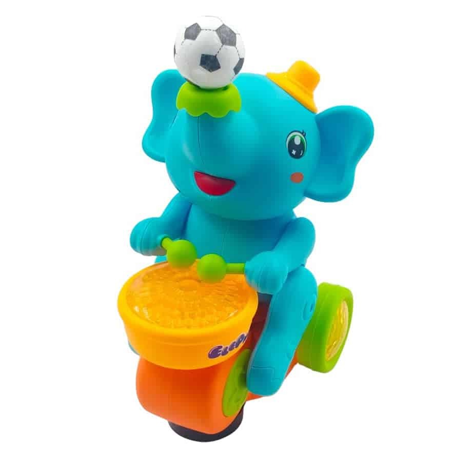 Musical Elephant Toy with Light-Up Drum & Blowing Balls