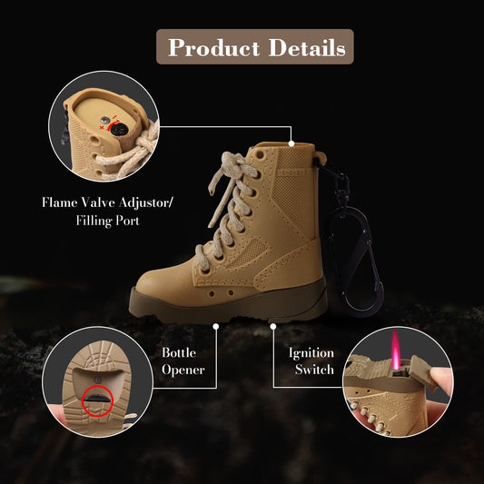 Mini Army Boot Lighter 🔥 | Keychain with Bottle Opener