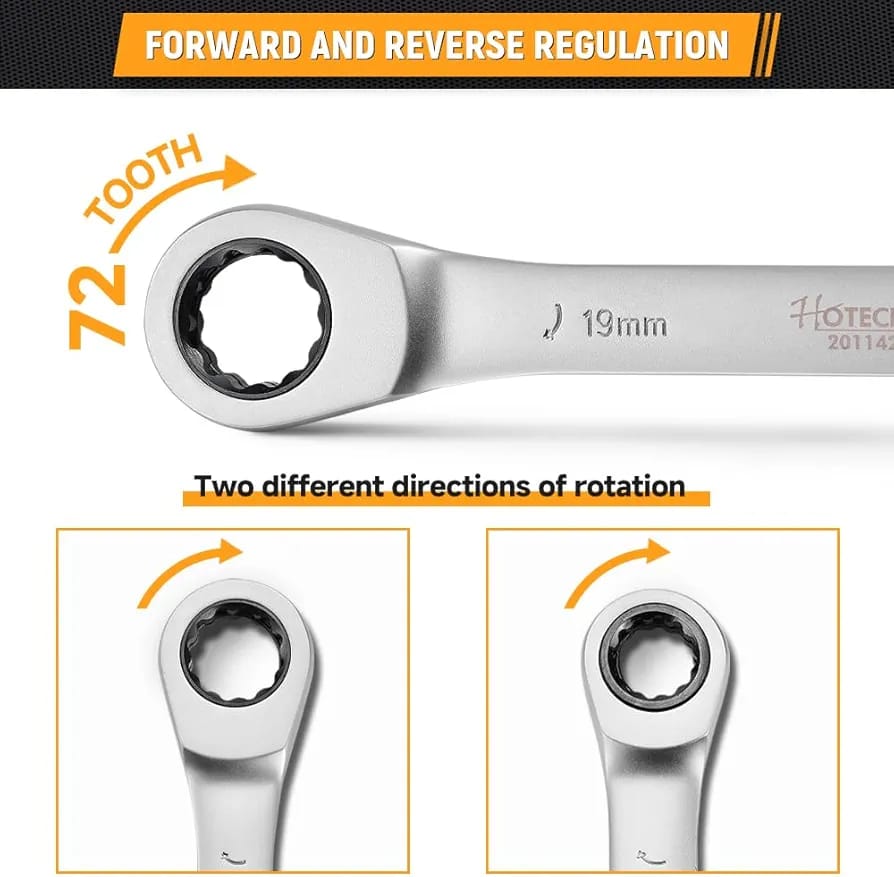 Pride Lion PL700 Ratchet Wrench Set with Interchangeable Sockets (8mm-10mm-12mm-13mm-14mm-17mm-19mm) | Durable Chrome-Vanadium Steel Tool for Automotive and DIY Use. universal use wrench set.