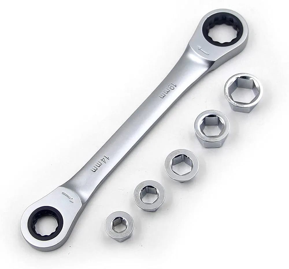 Pride Lion PL700 Ratchet Wrench Set with Interchangeable Sockets (8mm-10mm-12mm-13mm-14mm-17mm-19mm) | Durable Chrome-Vanadium Steel Tool for Automotive and DIY Use. universal use wrench set.