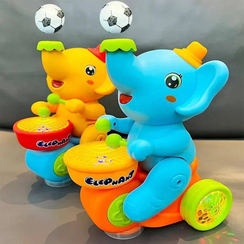 Musical Elephant Toy with Light-Up Drum & Blowing Balls