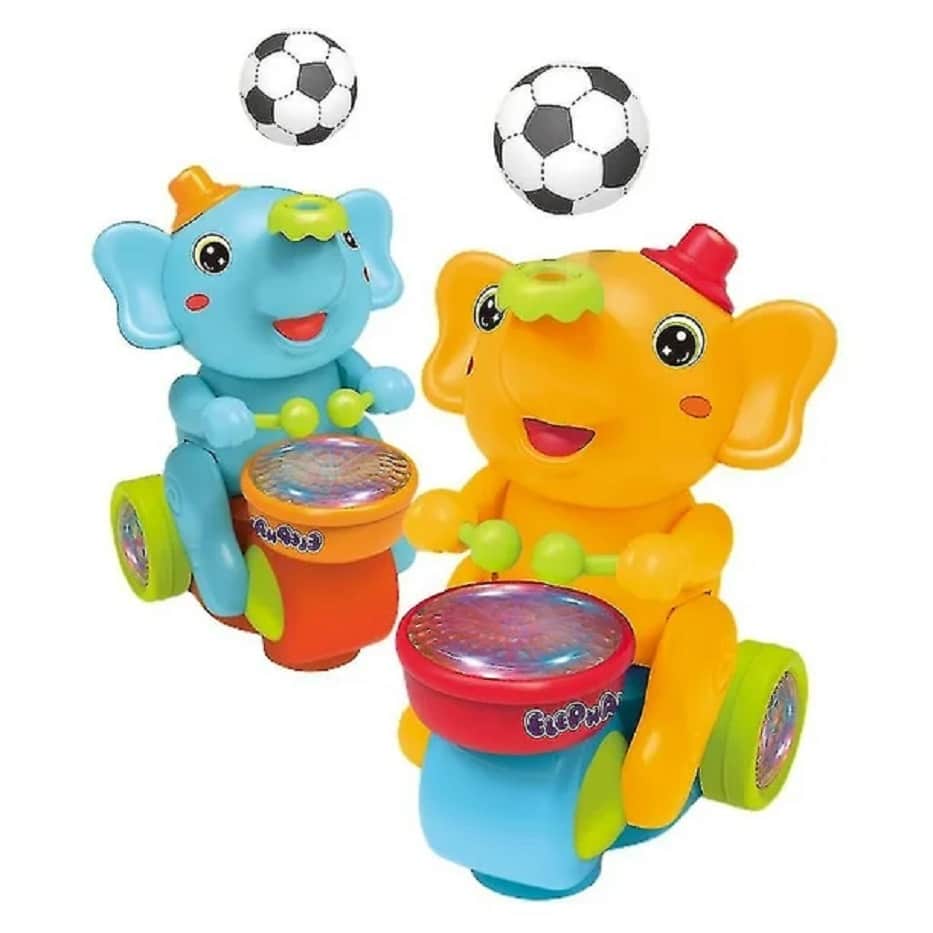 Musical Elephant Toy with Light-Up Drum & Blowing Balls