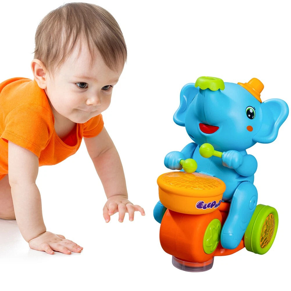 Musical Elephant Toy with Light-Up Drum & Blowing Balls