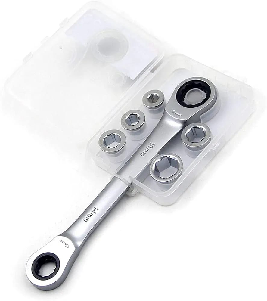 Pride Lion PL700 Ratchet Wrench Set with Interchangeable Sockets (8mm-10mm-12mm-13mm-14mm-17mm-19mm) | Durable Chrome-Vanadium Steel Tool for Automotive and DIY Use. universal use wrench set.