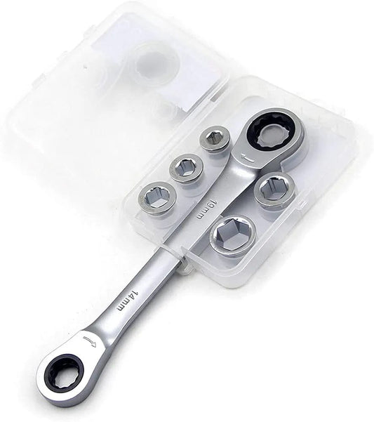 Pride Lion PL700 Ratchet Wrench Set with Interchangeable Sockets (8mm-10mm-12mm-13mm-14mm-17mm-19mm) | Durable Chrome-Vanadium Steel Tool for Automotive and DIY Use. universal use wrench set.
