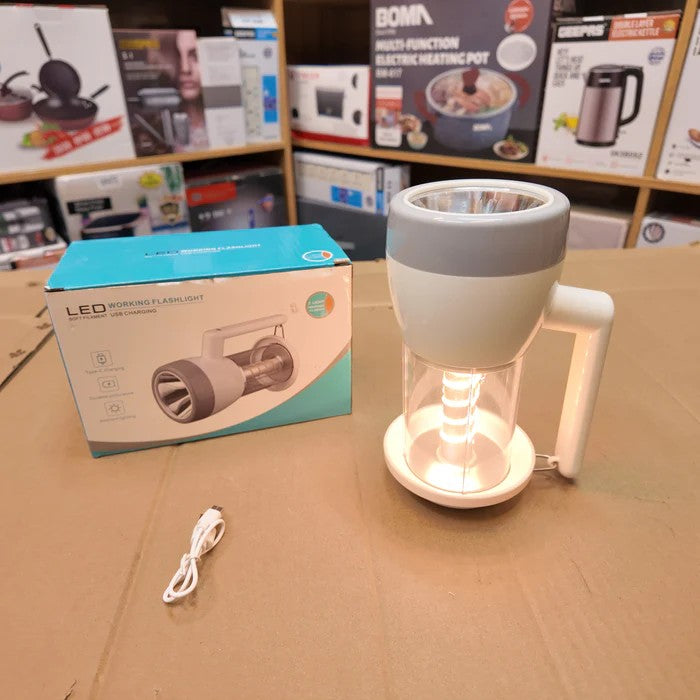 Rechargeable LED Work Flashlight with Type-C Charging – Dual Light Modes & Soft Filament